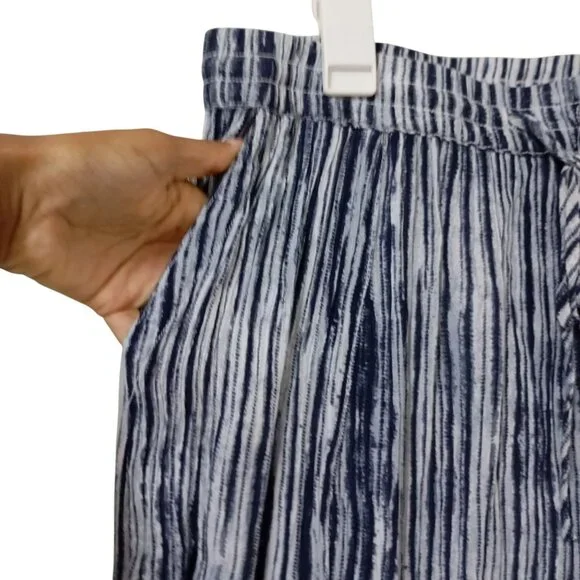 Free People Pants Striped Lightweight Drawstring Blue & White Size S Womens - Picture 5 of 13